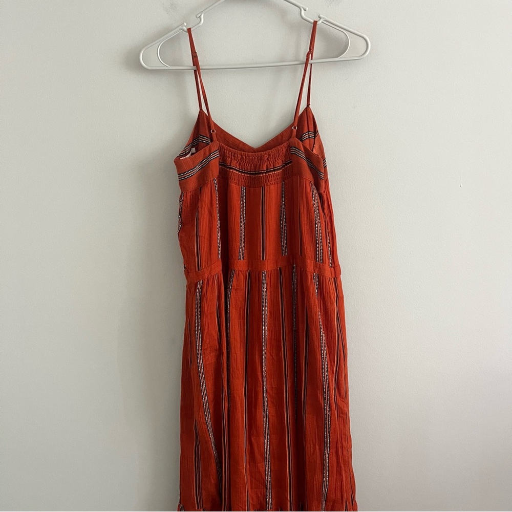 BA&SH Kyo Tiered Cotton Sleeveless Maxi Dress Caramel Brick Stripe Women's 6 - Picture 11 of 14